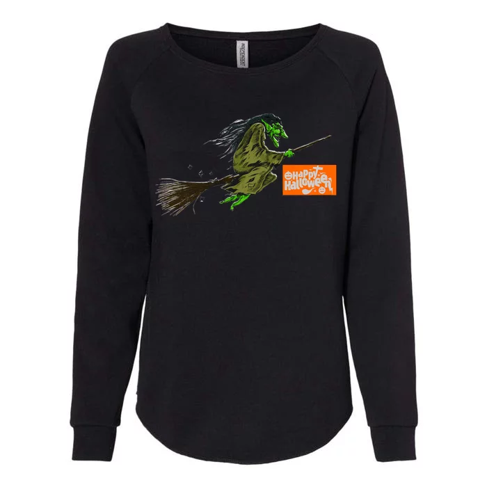 Flying Halloween Witch Womens California Wash Sweatshirt