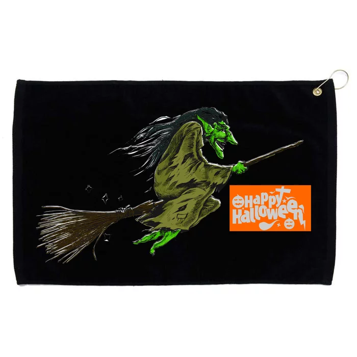 Flying Halloween Witch Grommeted Golf Towel