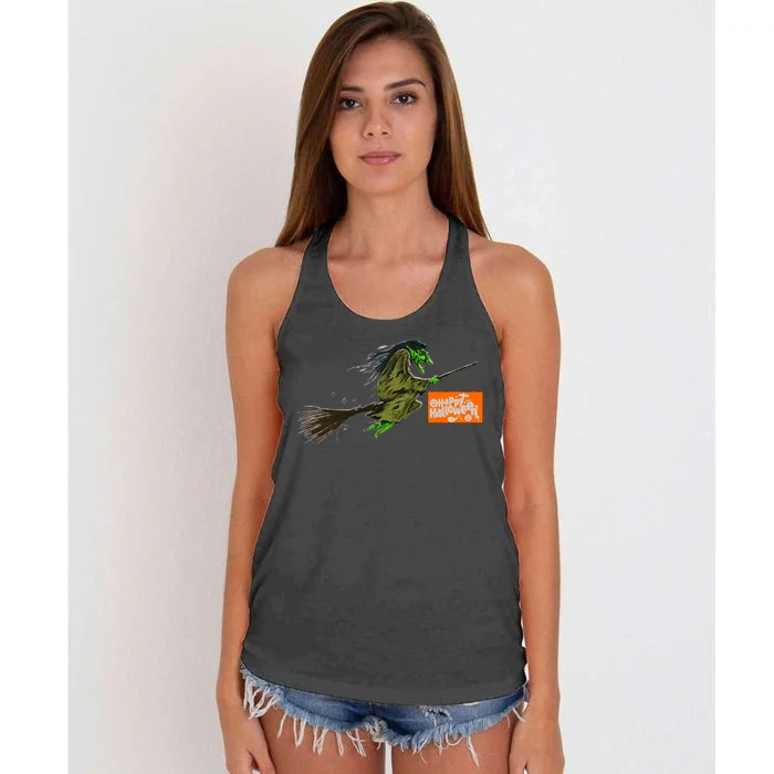 Flying Halloween Witch Women's Knotted Racerback Tank