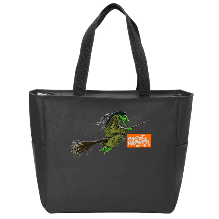 Flying Halloween Witch Zip Tote Bag