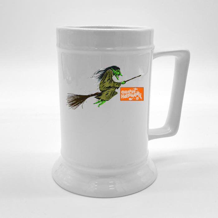 Flying Halloween Witch Front & Back Beer Stein