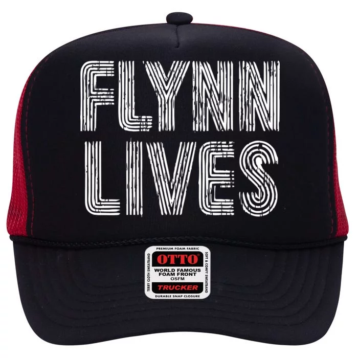 Flynn Lives Retro Logo High Crown Mesh Trucker Hat