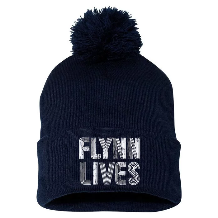 Flynn Lives Retro Logo Pom Pom 12in Knit Beanie