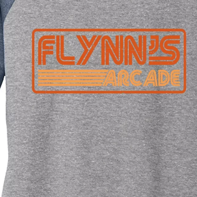 Flynn's Arcade Vintage Retro 80's Logo Women's Tri-Blend 3/4-Sleeve Raglan Shirt