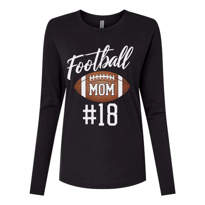 Football Mom 18 Funny Mother Woman Touchdown Girl Son Game Womens Cotton Relaxed Long Sleeve T-Shirt