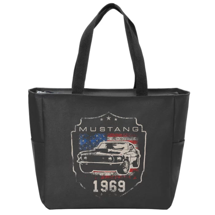 F.O.R.D. M.U.S.T.A.N.G 1969 Flag Zip Tote Bag