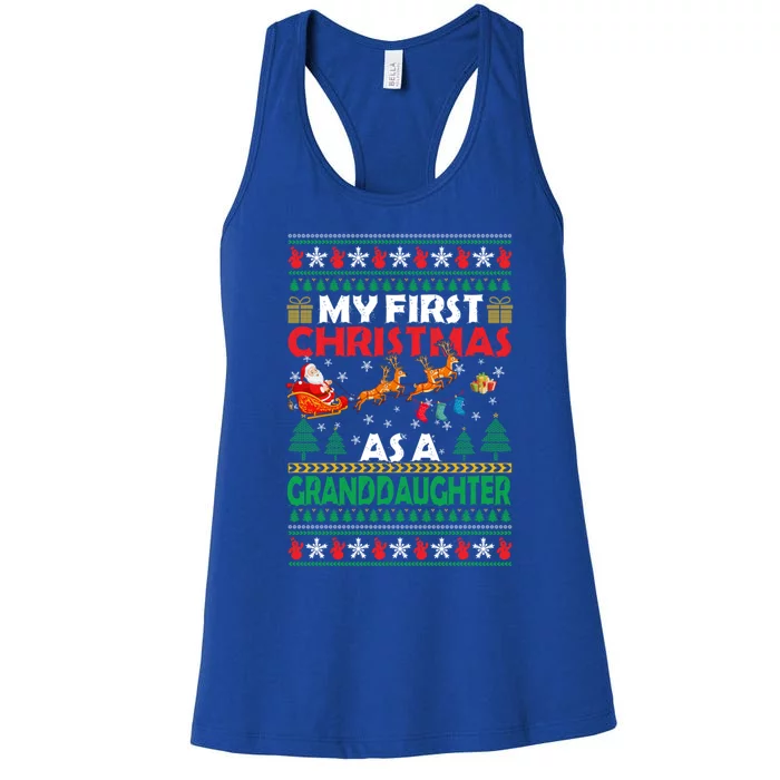 Family My 1st First Christmas As A Granddaughter Ugly Xmas Gift Women's Racerback Tank