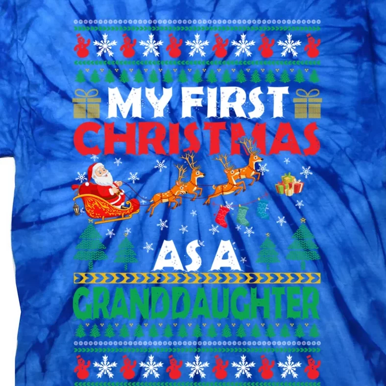 Family My 1st First Christmas As A Granddaughter Ugly Xmas Gift Tie-Dye T-Shirt