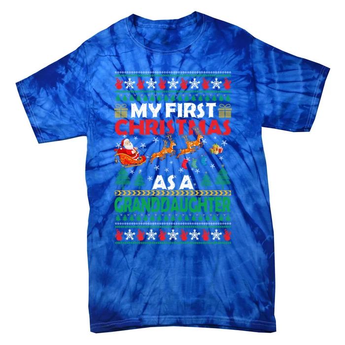 Family My 1st First Christmas As A Granddaughter Ugly Xmas Gift Tie-Dye T-Shirt