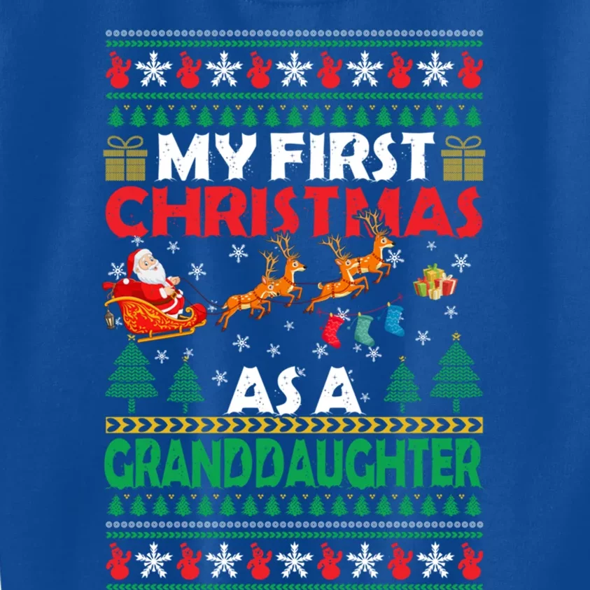 Family My 1st First Christmas As A Granddaughter Ugly Xmas Gift Kids Sweatshirt