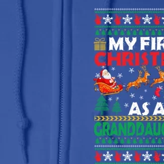 Family My 1st First Christmas As A Granddaughter Ugly Xmas Gift Full Zip Hoodie