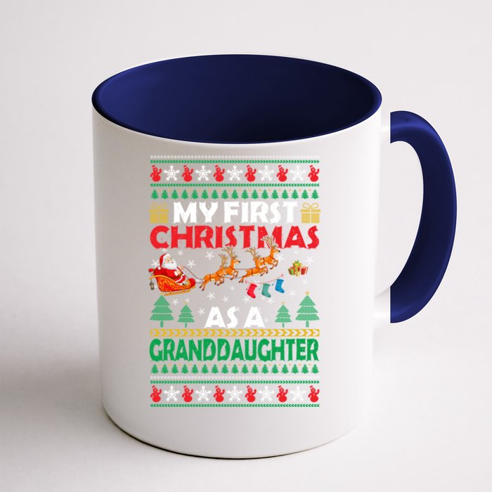 Family My 1st First Christmas As A Granddaughter Ugly Xmas Gift Front & Back Coffee Mug