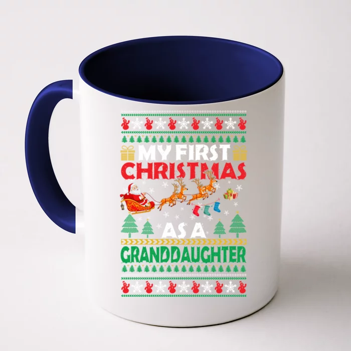 Family My 1st First Christmas As A Granddaughter Ugly Xmas Gift Front & Back Coffee Mug