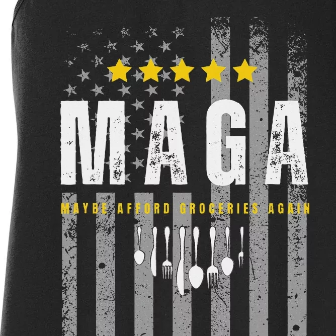 Funny Maga 2024 Maga Maybe Afford Groceries Again Women's Racerback Tank