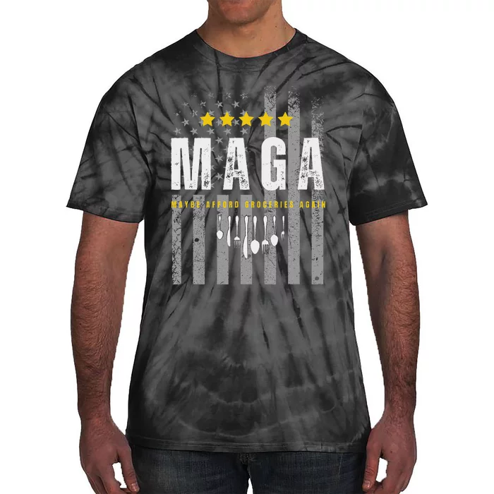 Funny Maga 2024 Maga Maybe Afford Groceries Again Tie-Dye T-Shirt