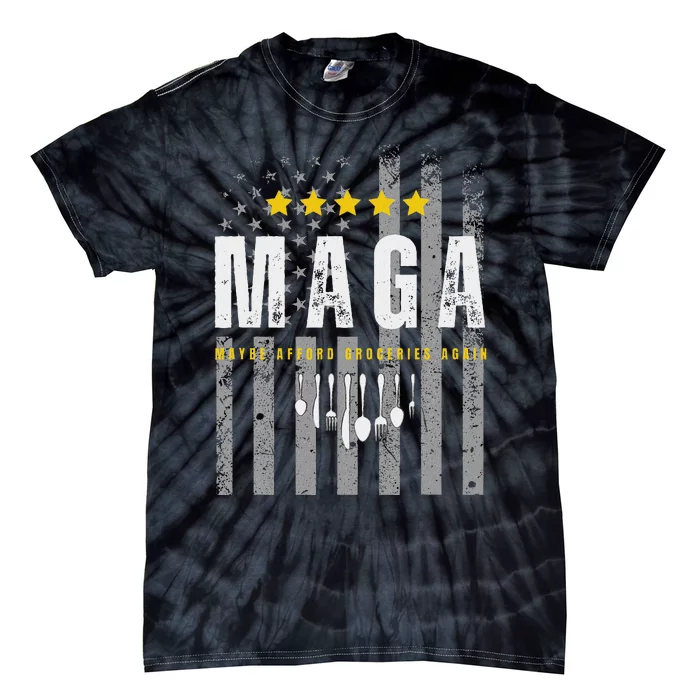 Funny Maga 2024 Maga Maybe Afford Groceries Again Tie-Dye T-Shirt