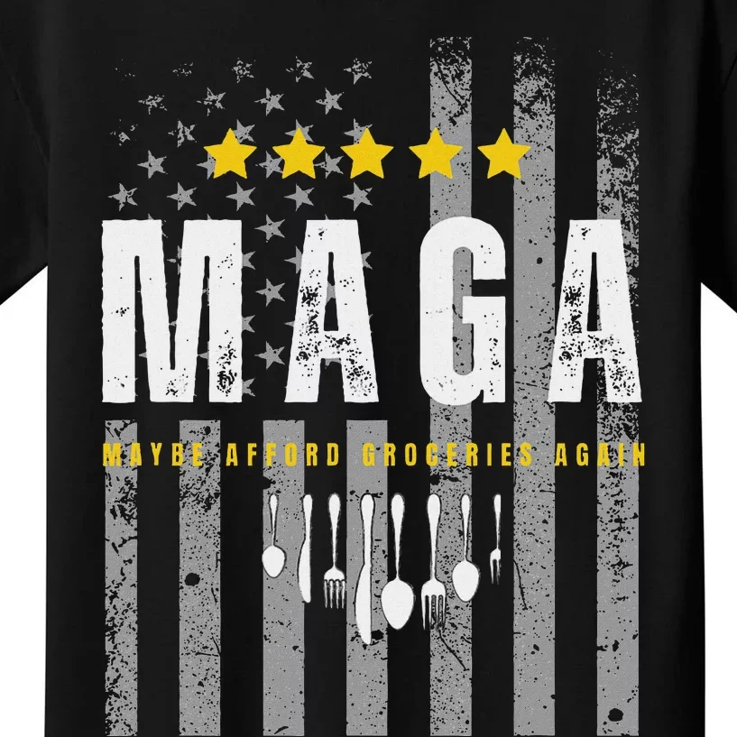 Funny Maga 2024 Maga Maybe Afford Groceries Again Kids T-Shirt