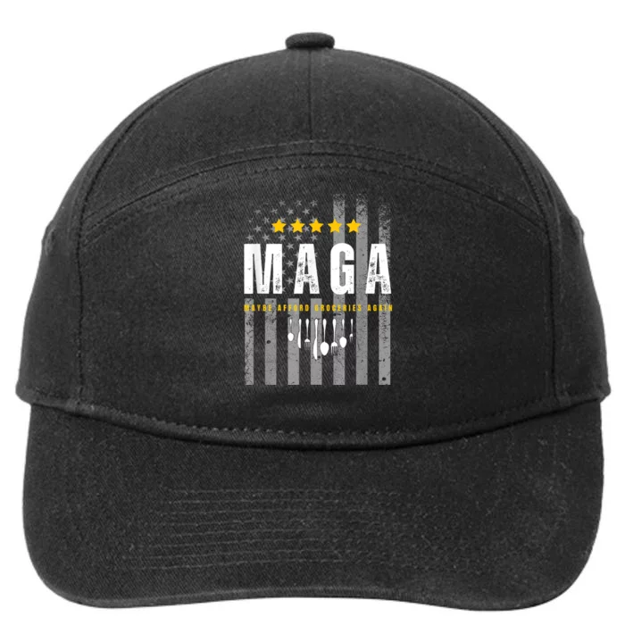 Funny Maga 2024 Maga Maybe Afford Groceries Again 7-Panel Snapback Hat