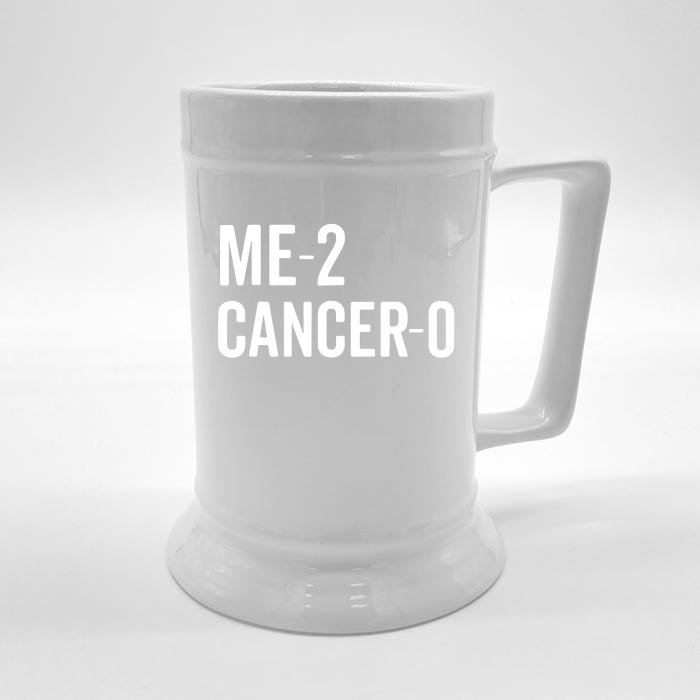 Funny Me 2 Cancer 0 I Beat Cancer Twice Brave Survivor Cute Front & Back Beer Stein