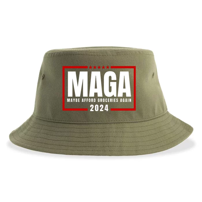 Funny Maga 2024 Maga Maybe Afford Groceries Again Sustainable Bucket Hat