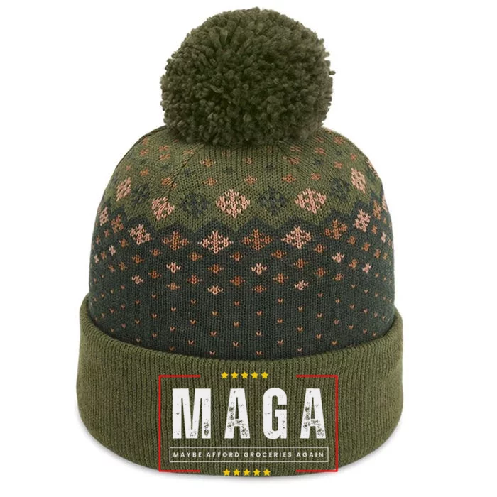 Funny Maga 2024 Maga Maybe Afford Groceries Again The Baniff Cuffed Pom Beanie