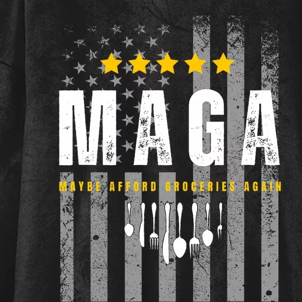 Funny Maga 2024 Maga Maybe Afford Groceries Again Hooded Wearable Blanket