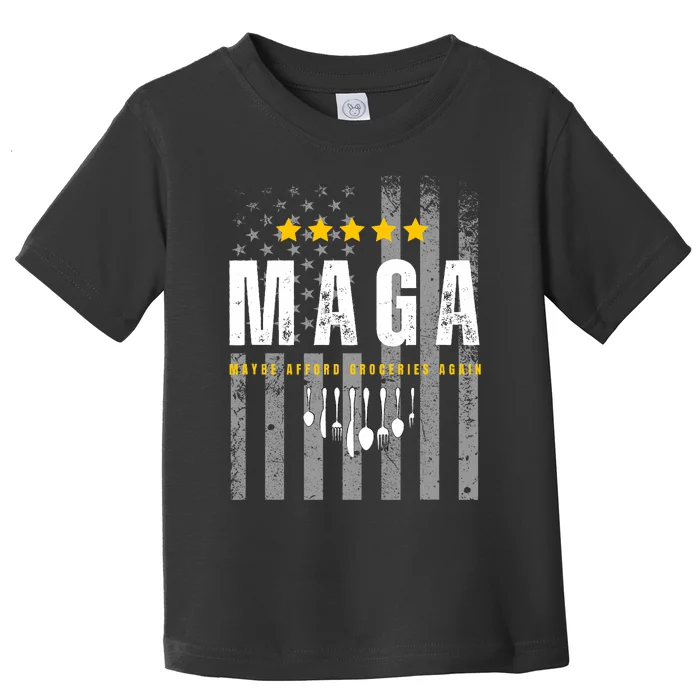 Funny Maga 2024 Maga Maybe Afford Groceries Again Toddler T-Shirt