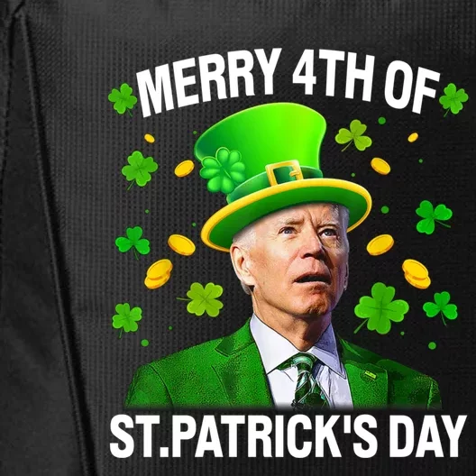 Funny Merry 4th Of St PatrickS Day Joe Biden Leprechaun Hat Gift City Backpack