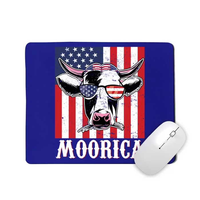 Funny Moorica 4th Of July Usa Flag Patriotic Cow Farmer Great Gift Mousepad