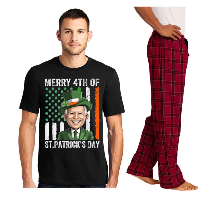 Funny Merry 4th Of St PatrickS Day Joe Biden Leprechaun Hat Gift Pajama Set