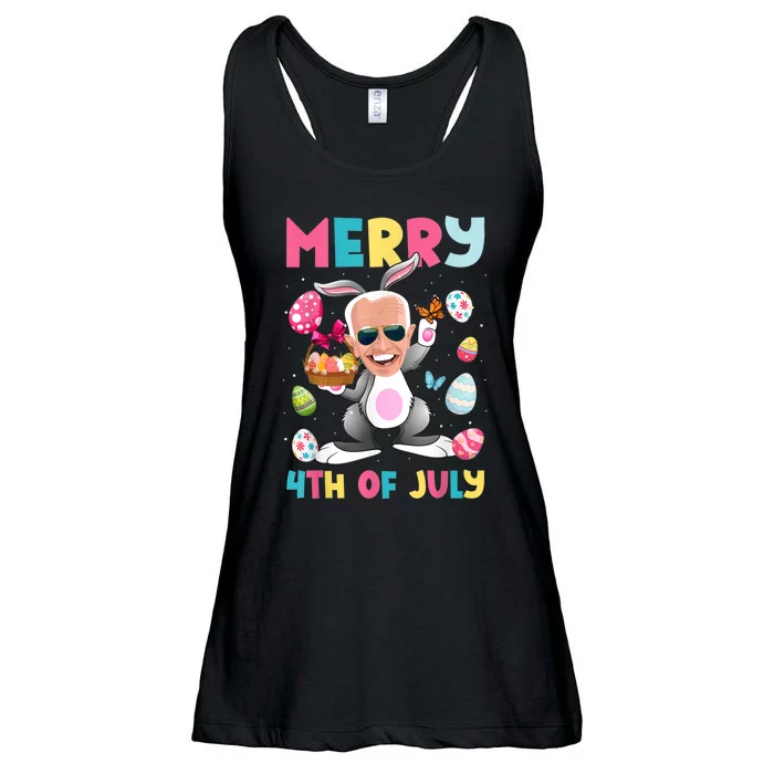 Funny Merry 4th Of July Bunny Confused Joe Biden Easter Day Ladies Essential Flowy Tank