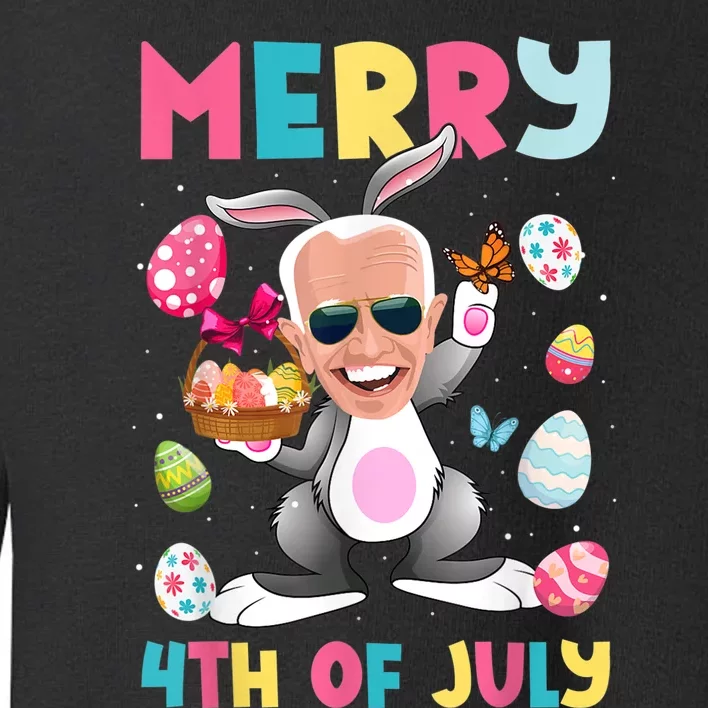 Funny Merry 4th Of July Bunny Confused Joe Biden Easter Day Toddler Sweatshirt