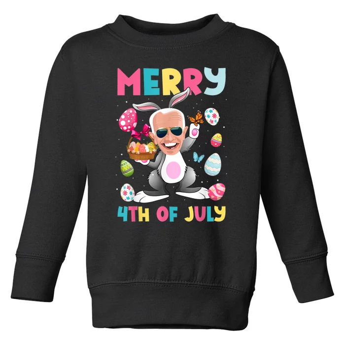 Funny Merry 4th Of July Bunny Confused Joe Biden Easter Day Toddler Sweatshirt