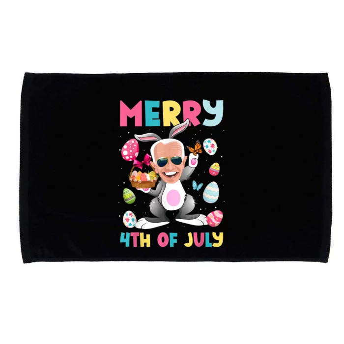 Funny Merry 4th Of July Bunny Confused Joe Biden Easter Day Microfiber Hand Towel