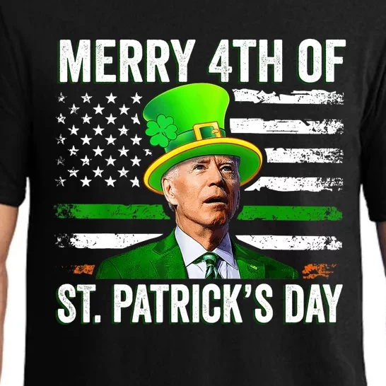 Funny Merry 4th Of St Patrick's Day Joe Biden Leprechaun Hat Pajama Set