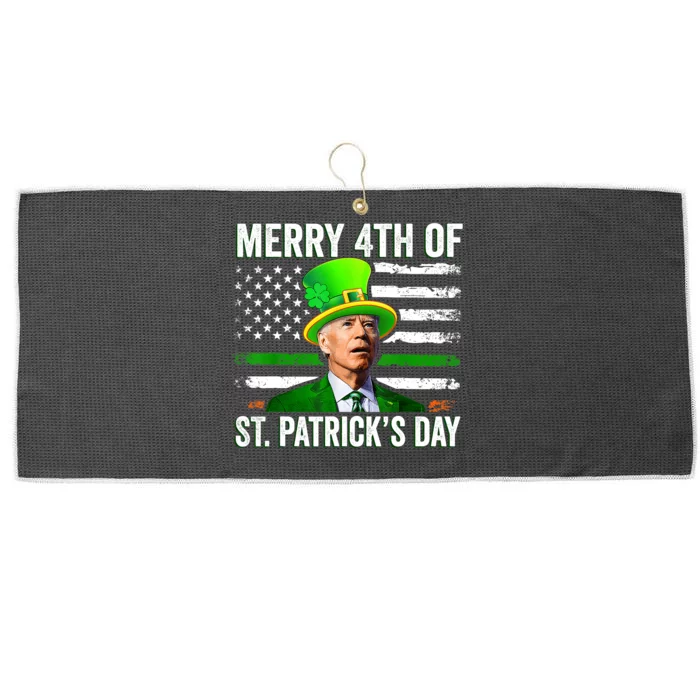 Funny Merry 4th Of St Patrick's Day Joe Biden Leprechaun Hat Large Microfiber Waffle Golf Towel