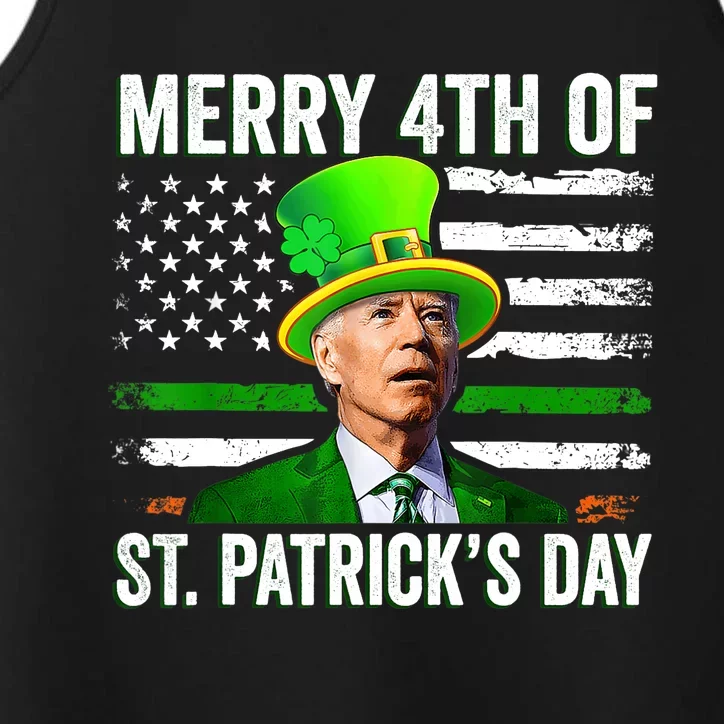 Funny Merry 4th Of St Patrick's Day Joe Biden Leprechaun Hat Performance Tank