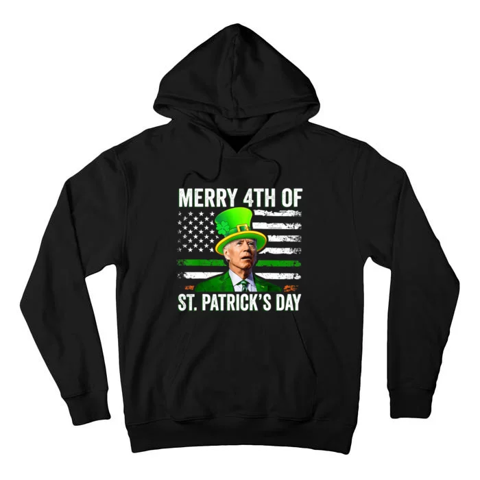 Funny Merry 4th Of St Patrick's Day Joe Biden Leprechaun Hat Tall Hoodie