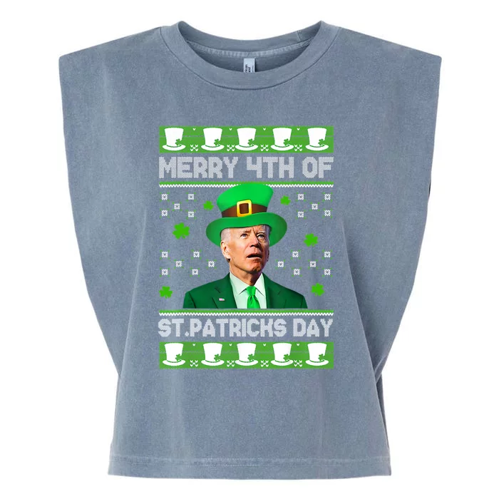 Funny Merry 4th Of St Patricks Day Joe Biden Leprechaun Hat Great Gift Garment-Dyed Women's Muscle Tee