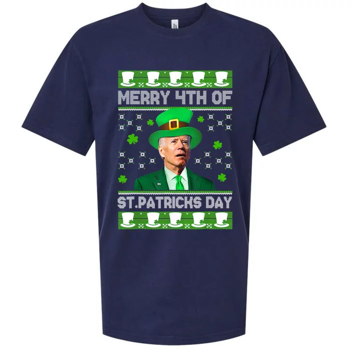 Funny Merry 4th Of St Patricks Day Joe Biden Leprechaun Hat Great Gift Sueded Cloud Jersey T-Shirt