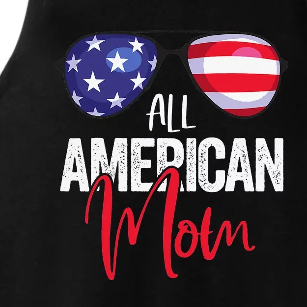 Family Matching 4th of July  Mom American Flag Ladies Tri-Blend Wicking Tank