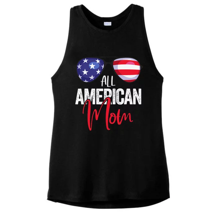 Family Matching 4th of July  Mom American Flag Ladies Tri-Blend Wicking Tank