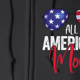 Family Matching 4th of July  Mom American Flag Full Zip Hoodie