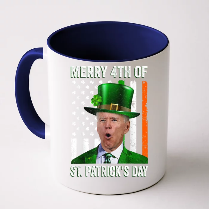 Funny Merry 4th Of St PatrickS Day Joe Biden Leprechaun Hat Gift Front & Back Coffee Mug