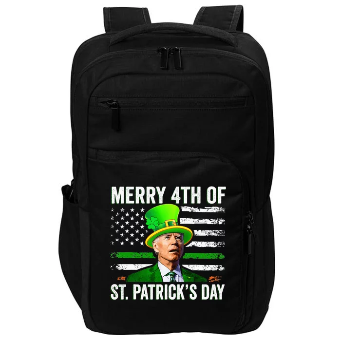 Funny Merry 4th Of St Patrick's Day Joe Biden Leprechaun Hat Impact Tech Backpack