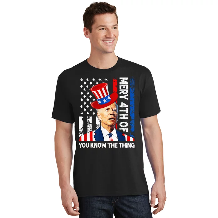 Funny Merry 4th Of You Know..The Thing 4th Of July USA Flag T-Shirt