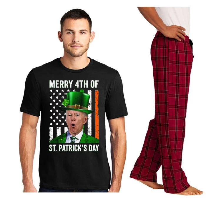 Funny Merry 4th Of St Patrick's Day Joe Biden Leprechaun Hat Pajama Set