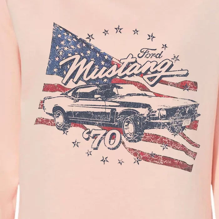 F.O.R.D Mustang 70 American Flag Womens California Wash Sweatshirt