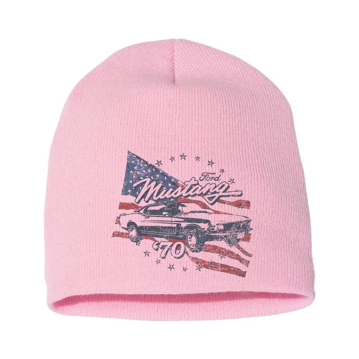 F.O.R.D Mustang 70 American Flag Short Acrylic Beanie