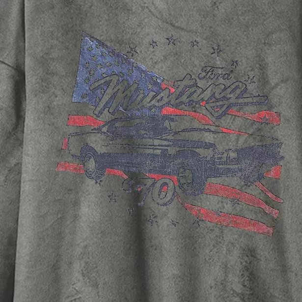 F.O.R.D Mustang 70 American Flag Hooded Wearable Blanket